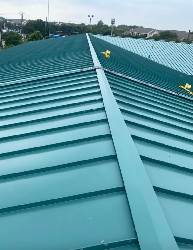 Green commercial metal roof ridge and valley for Metal Roof Repair in Gresham